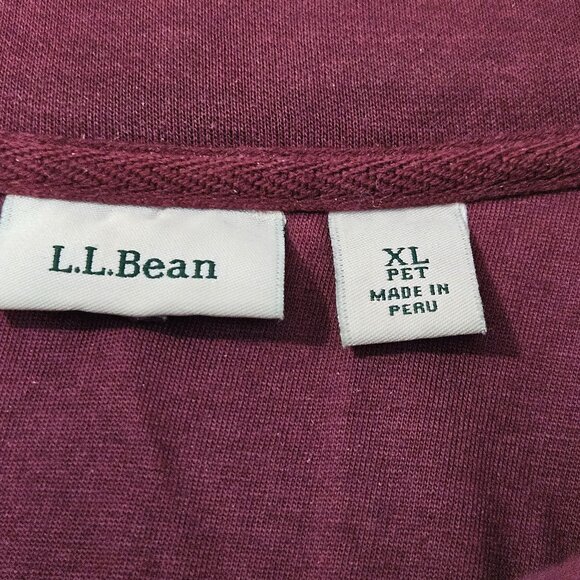 L.L. Bean Women's Burgundy Cozy Quilted Sweatshirt 1/4 Zip Pullover Size XL P - Picture 5 of 8